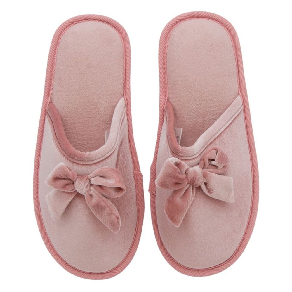 Gold Coast Women's Velvet Slippers with Bow in Pink, Small